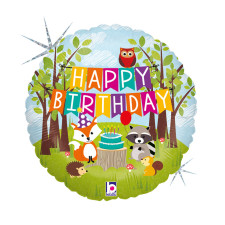 Boldog születésnapot Happy Birthday Woodland Holo fólia lufi 46 cm party kellék