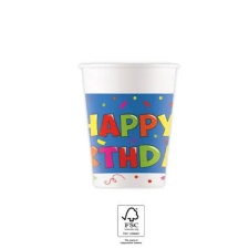 Boldog születésnapot Kokliko Happy Birthday papír pohár 8 db-os 200 ml FSC party kellék