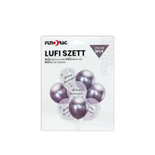  Boldog szülinapot lufi szett ezüst 25 cm, 4+4 db/csomag party kellék