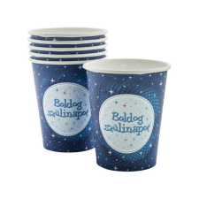  Boldog szülinapot pohár 6 darabos - 250 ml, kék party kellék