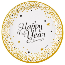 Boldog Új Évet Golden Wishes Happy New Year papírtányér 8 db-os 23 cm party kellék