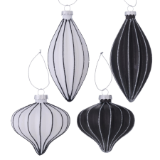 Boltze felakasztható karácsonyi dísz 4 féle változatban fehér-fekete karácsonyfadísz