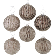 Boltze Home Feivel gömbdísz 9 cm bézs - barna hat kivitelben karácsonyfadísz