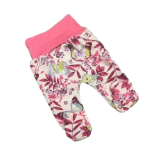 Bomer Pamut bébi nadrág - Pink Pillangós/Virágos 56 babanadrág