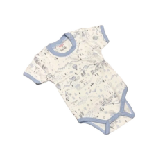 Bomer Rövid ujjú Body - Fehér/Kék Házikós - 68 kombidressz, body