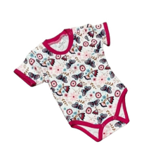 Bomer Rövid ujjú Body - Fehér/Rózsaszín Pllangó/Virág - 68 kombidressz, body