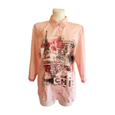  Bonita rózsaszín Párizs mintás női blúz (méret: 44/L) blúz