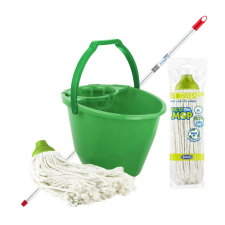 Bonus ECO Felmosó szett - Pamut felmosófej felmosónyéllel és vödörrel takarító és háztartási eszköz