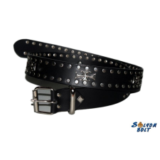  Bőr öv, lapos máltai kereszt, vaskereszt ajándéktárgy