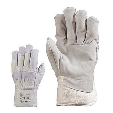  BŐRKESZTYŰ, SZÜRKE MARHAHASÍTÉK/FEHÉR VÁSZON KÉZHÁT (10) védőkesztyű