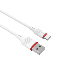 Borofone BX17 USB Type-C apa - USB Type-A apa Adat és töltő kábel - Fehér (1m) (BX17 USB-C) kábel és adapter