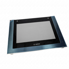Bosch 593x464 mm Üveg, ajtó, külső, fekete, (eredeti) BOSCH tűzhely beépíthető gépek kiegészítői