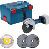 Bosch Akkumulátoros sarokcsiszoló BITURBO GWS 18V-180 P Professional solo 180mm + L-BOXX + 3 db vágókorong (06019H6L02)
