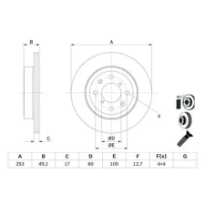 Bosch féktárcsa 0 986 479 E75 autóalkatrész