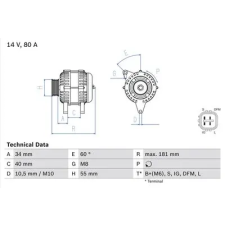 Bosch generátor 0 986 042 660 autóalkatrész