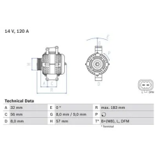 Bosch generátor 0 986 044 020 autóalkatrész