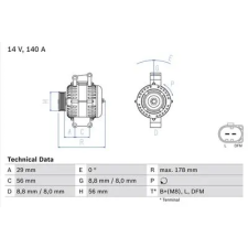 Bosch generátor 0 986 046 180 autóalkatrész