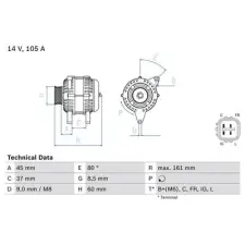 Bosch generátor 0 986 082 410 autóalkatrész