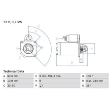 Bosch önindító 0 986 017 030 autóalkatrész