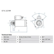 Bosch önindító 0 986 024 750 autóalkatrész