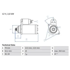 Bosch önindító 0 986 025 070 autóalkatrész