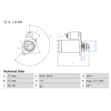 Bosch önindító BOSCH 0 986 029 220 autóalkatrész