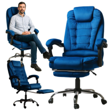  BOSS forgószék lábtartóval és masszírozóval - KÉK VELÚR KO22NW-MATT forgószék