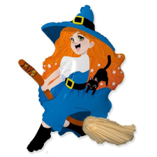 Boszorkány Witch on Broom, Boszorkány fólia lufi 104 cm party kellék