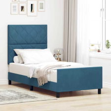  Boxrugós ágy fejtámlával Sötét kék 100 x 200 cm Bársony ágy és ágykellék