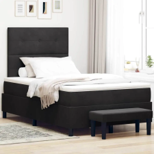  Boxrugós ágy matracmal fejtámlával Fekete 120 x 200 cm Bársony ágy és ágykellék