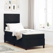  Boxrugós ágy matracmal fejtámlával Fekete 80 x 200 cm szövet ágy és ágykellék