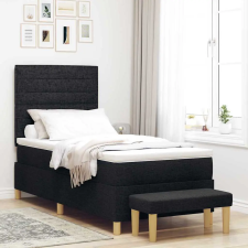 Boxrugós ágy matracmal fejtámlával Fekete 80 x 200 cm szövet ágy és ágykellék