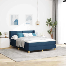  Boxrugós ágy matracmal fejtámlával Kék 190 x 140 cm Poliészter ágy és ágykellék