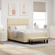  Boxrugós ágy matracmal fejtámlával Krém 160 x 200 cm szövet ágy és ágykellék