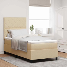  Boxrugós ágy matracmal fejtámlával Krém 90 x 190 cm szövet ágy és ágykellék