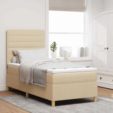  Boxrugós ágy matracmal fejtámlával Krém 90 x 200 cm szövet ágy és ágykellék