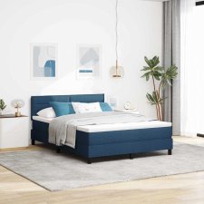  Boxrugós ágy matracmal leddel Kék 140 x 200 cm szövet ágy és ágykellék