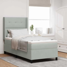  Boxrugós ágy matracmal Világosszürke 90 x 200 cm Bársony ágy és ágykellék
