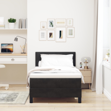  Boxspring Ágy Matraccal Fekete 90x200 cm Bársony ágy és ágykellék