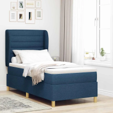  Boxspring ágy matraccal Sötétszürke 90x190 cm Szövet Kék szövet ágy és ágykellék