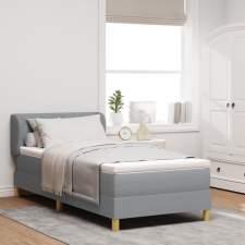  Boxspring Ágy Matraccal - Világosszürke, 90x200 cm, Szövet ágy és ágykellék