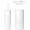 Brabantia MindSet 3db-os WC pipere csomag, sörtés fejű WC-kefe, WC-papír és tartalék WC-papír tartó, acél, szikrázó fehér ásványi textúra - 303920