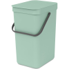 Brabantia Sort &amp; Go műanyag szemetes felnyitható fedéllel, fogantyúval - jáde zöld 12L