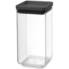 Brabantia tárolóedény 1.6L. egymásra rakható. légmentes záródás. szögletes. sötétszürke. átlátszó műanyag tartály - 122385