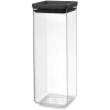 Brabantia tárolóedény 2.5L. egymásra rakható. légmentes záródás. szögletes. sötétszürke. átlátszó műanyag tartály - 122408