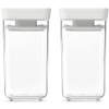 Brabantia tárolóedény készlet. 2db-os. 2x0.15L. egymásra rakható. légmentes záródás. szögletes. világosszürke. átlátszó műanyag tartály - 230585