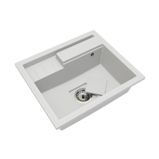 Brado ELITE 6052  gránit mosogató manuális szifonnal, fehér, beépíthető mosogatótálca