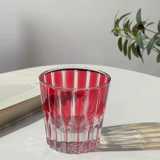  Breeze csíkos üvegpohár - Piros üdítős pohár