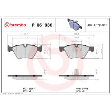 BREMBO fékbetétkészlet, tárcsafék BREMBO P 06 036 autóalkatrész