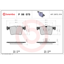 BREMBO fékbetétkészlet, tárcsafék BREMBO P 06 075 autóalkatrész